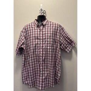 Wrangler Riata Red Plaid Short sleeve Button Western Shirt Mens 2XL Cowboy
